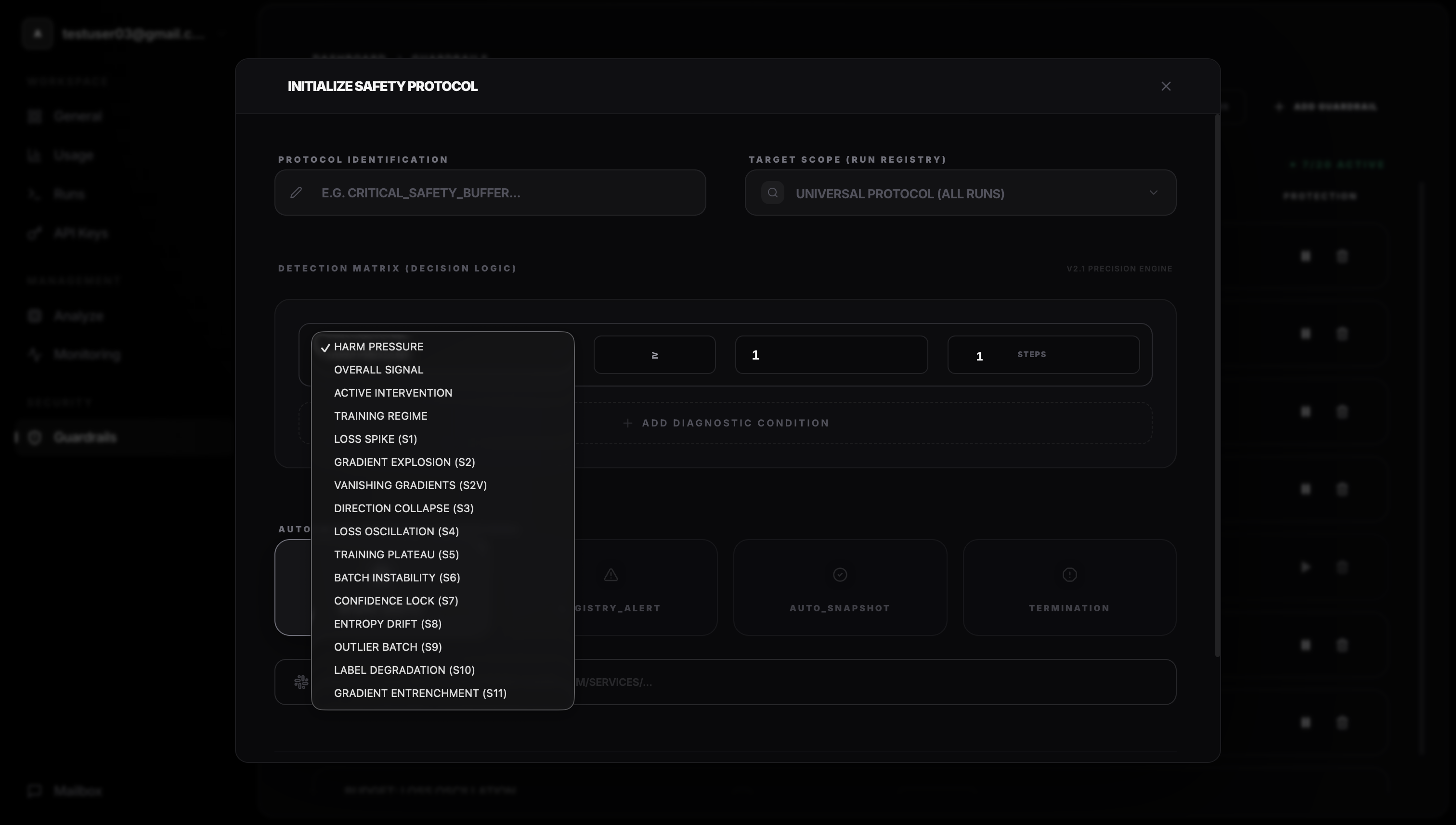 Detection Matrix Dropdown